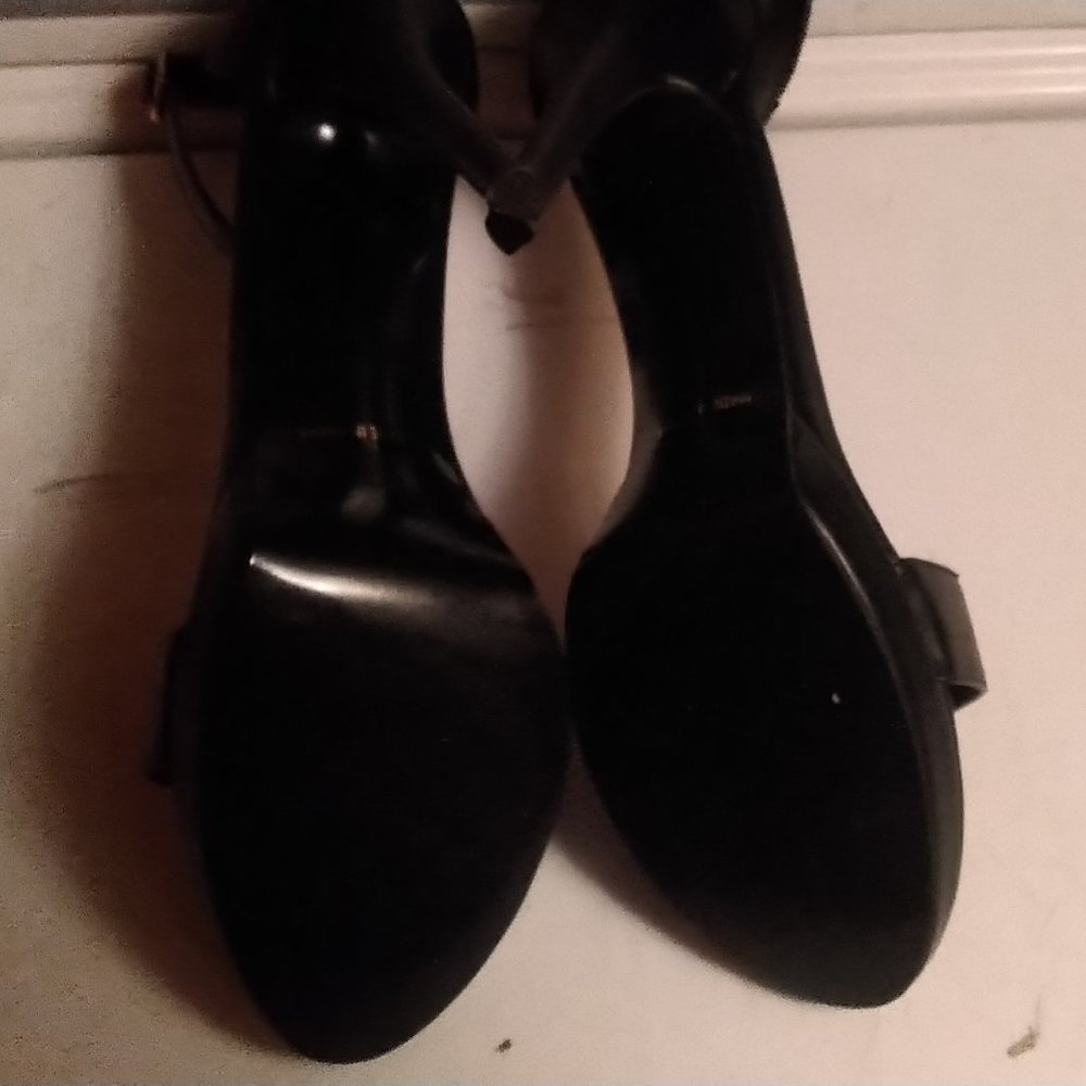 YDN Black Ankle Strap Open Toe High Heels Size 13m - Picture 4 of 8